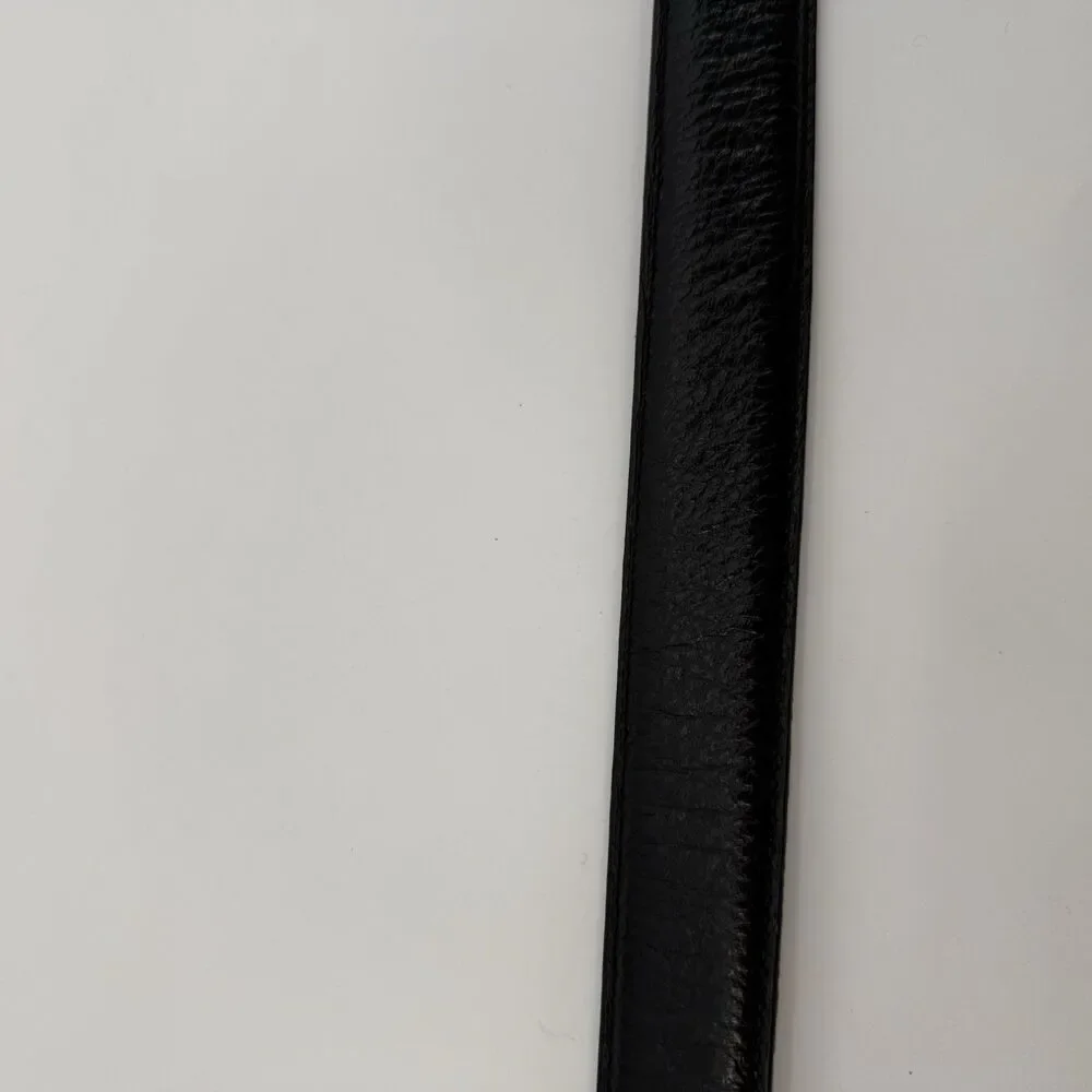 Unbranded Black Leather Mens Classic Belt Size 44 Silver Tone